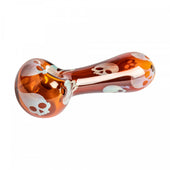 Red Eye Glass Skulls Hand Pipe Amber