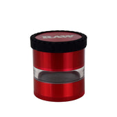 RAW Life 4 Piece Clear Body Grinder red