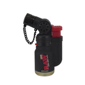 Black and red lighter with chain, featuring the RAW brand logo
