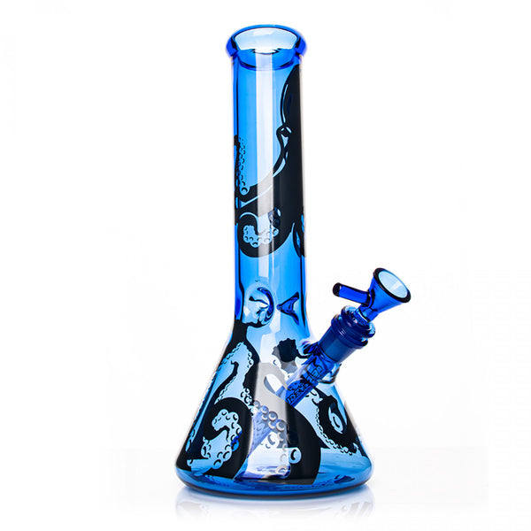 Red Eye Glass Blue Octopus Beaker Bong BC Smoke Shop
