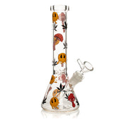 Red Eye Glass 12" Smiley Shrooms Water Pipe