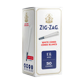 Zig-Zag Mini Bulk White 1 1/4 Cones - 50 Pack