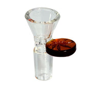 Red Eye Glass 14mm Glass-On-Glass Cone Pull-Out W/Leaf Stamped Handle
