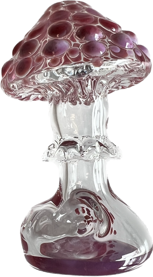 mushroom glass pipe with bowl facing forward red dots