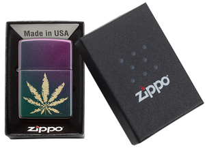 Zippo Iridescent Marijuana Leaf Design 49185