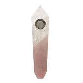 Stoned Crystal Clear Crystal / Rose Quartz Pipe