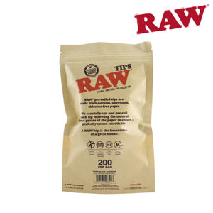 RAW Tips Pre-Rolled Unbleached Bag of 200