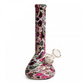 Lit Silicone 7.5'' Small Patterned Beaker Bong sugar skull