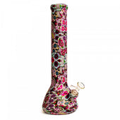 Lit Silicone 13.5'' Patterned Beaker Bong sugar skull