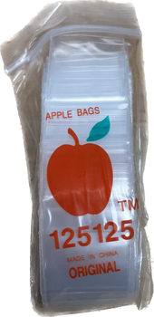 Apple Brand Clear Resealable Bags 1.25" X 1.25"