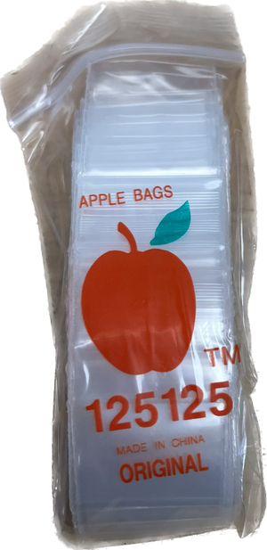 Apple Brand Clear Resealable Bags 1.25" X 1.25"