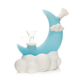 Lit Silicone 6.5" Glow-In-The-Dark Moon Water Pipe blue
