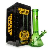 Red Eye Glass 12" 20th Anniversary Beaker Base Water Pipe green