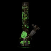 Red Eye Glass 15" Glow-in-the-Dark Cemetery Water Pipe glowing