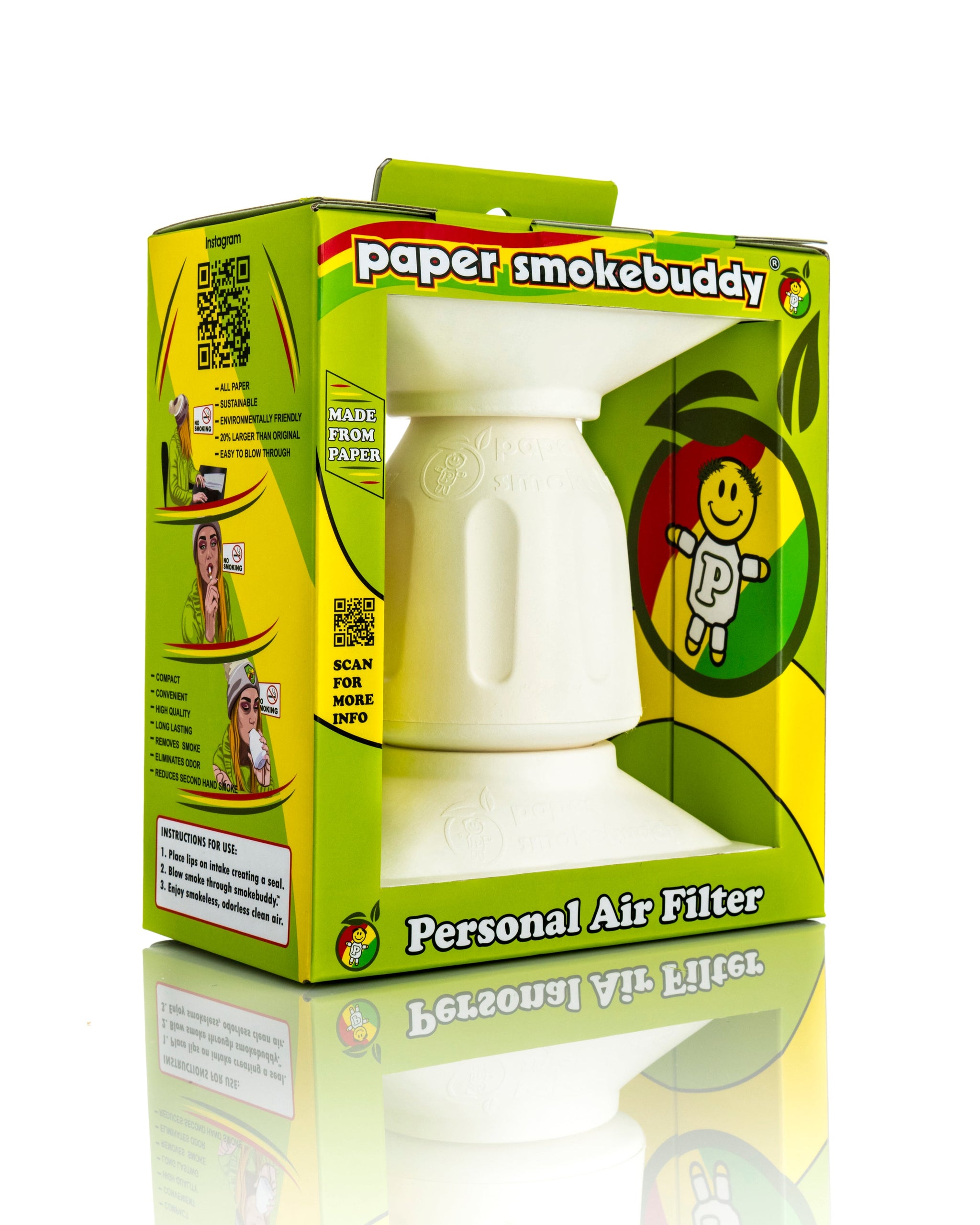 SMOKEBUDDY “PAPERBUDDY” PERSONAL AIR FILTER – WHITE - BC Smoke Shop