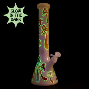 RED EYE GLASS® 15" Glow-in-the-Dark Mushroom Magic Beaker Water Pipe