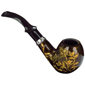 Black Classic Tobacco Pipe with Gold Design