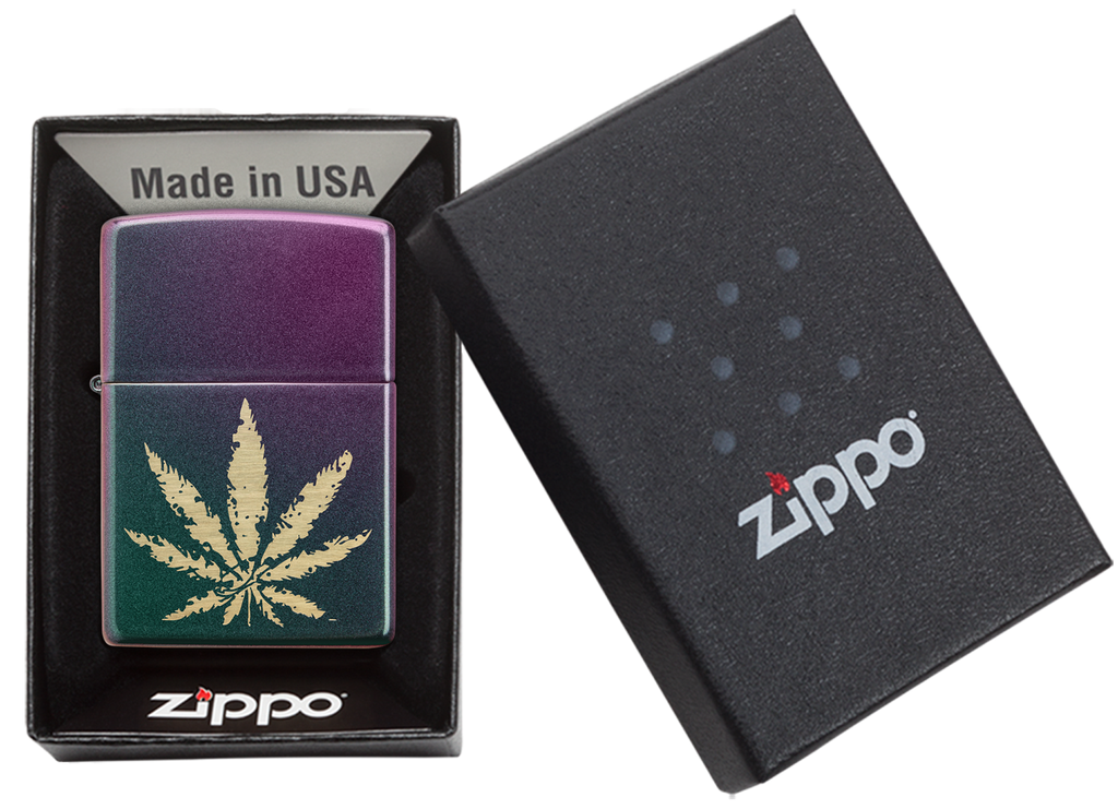 Zippo Iridescent Marijuana Leaf Design 49185