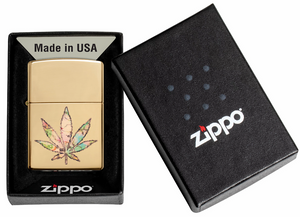 Zippo High Polish Brass, Leaf Fusion Design 49240