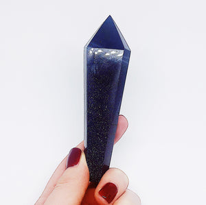 Dark Blue Blue Goldstone Pipe with Sparkles
