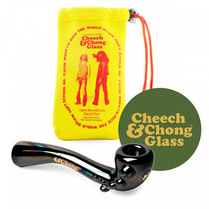 Cheech & Chong™ Glass 5" Rainbow Bar & Grill Sherlock Handpipe black