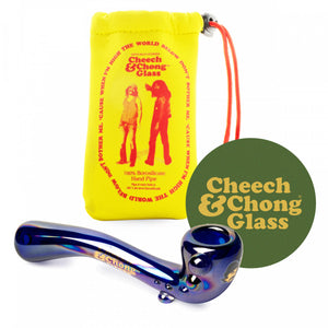 Cheech & Chong™ Glass 5" Rainbow Bar & Grill Sherlock Hand pipe blue