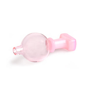 Two toned Bubble Carb caps. Clear pink bubble with solid pink handle.