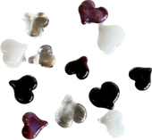 Pocket glass hearts in various colours