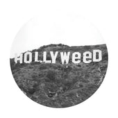 Dab Mat with the Hollywood sign, but it say holly-weed