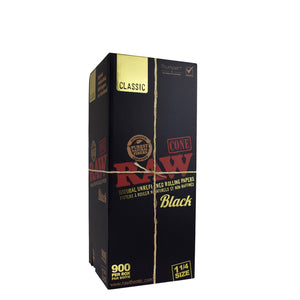 RAW BLACK PRE-ROLLED CONES 1¼ SIZE – BOX/900