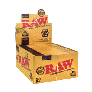 RAW Classic Natural Rolling Papers - King Size Wide box of 50