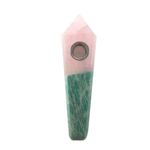 Stoned Crystal Rose Quartz / Amazonite Pipe