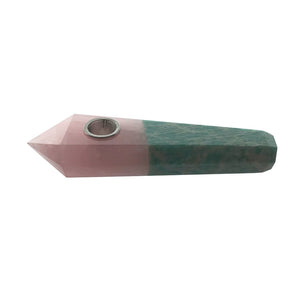 Stoned Crystal Rose Quartz / Amazonite Pipe