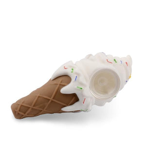 Silicone Ice Cream Cone Hand Pipe with Glass Bowl