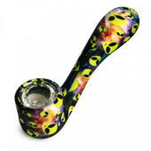 Lit Silicone 5'' Sherlock Hand Pipe w/ Glass Bowl