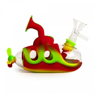 Lit Silicone Submarine Bubbler w/Glass Chamber & Pull Out